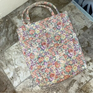 Women’s Vintage Grandma  Cottagecore Floral Print Handmade Hand-Knit Tote Bag